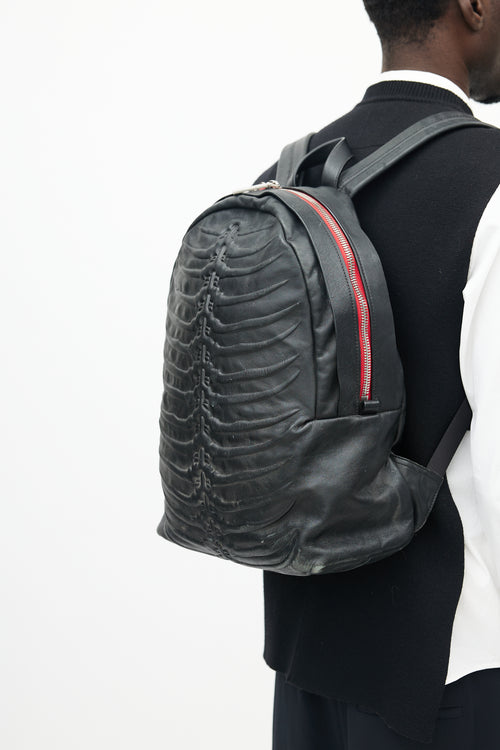 Alexander McQueen Black Leather Rib Cage Backpack