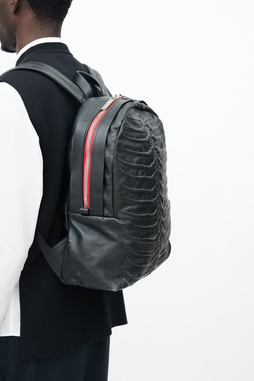 Alexander McQueen Black Leather Rib Cage Backpack