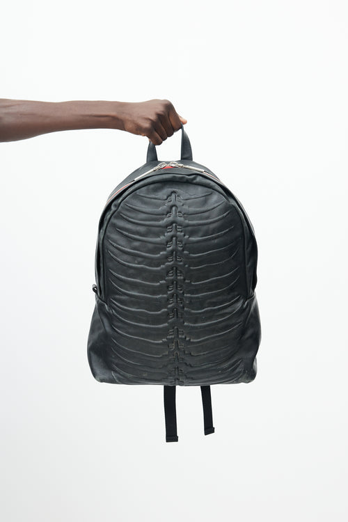 Alexander McQueen Black Leather Rib Cage Backpack