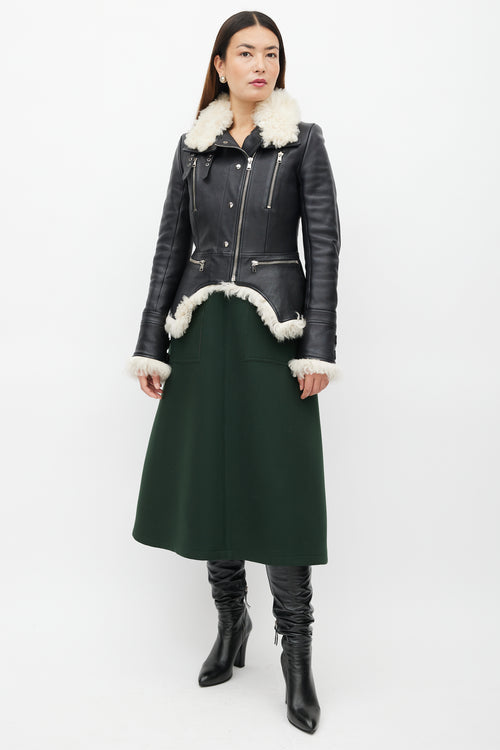 Alexander McQueen Black Leather 
Shearling Biker Jacket