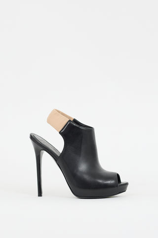 Alexander McQueen Black Leather Slingback Glove Platform Heel