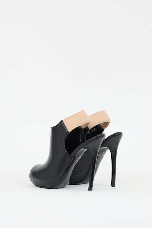 Alexander McQueen Black Leather Slingback Glove Platform Heel