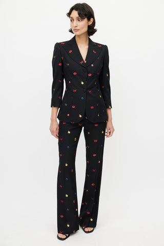 Alexander McQueen Black 
Multicolour Butterfly Two Piece Suit