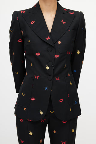 Alexander McQueen Black 
Multicolour Butterfly Two Piece Suit