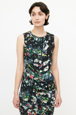 Alexander McQueen Black 
Multicolour Floral Smocked Dress