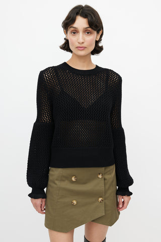 Alexander McQueen Black Open Knit Sweater