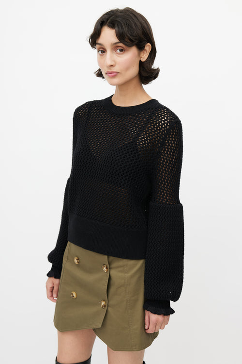 Alexander McQueen Black Open Knit Sweater