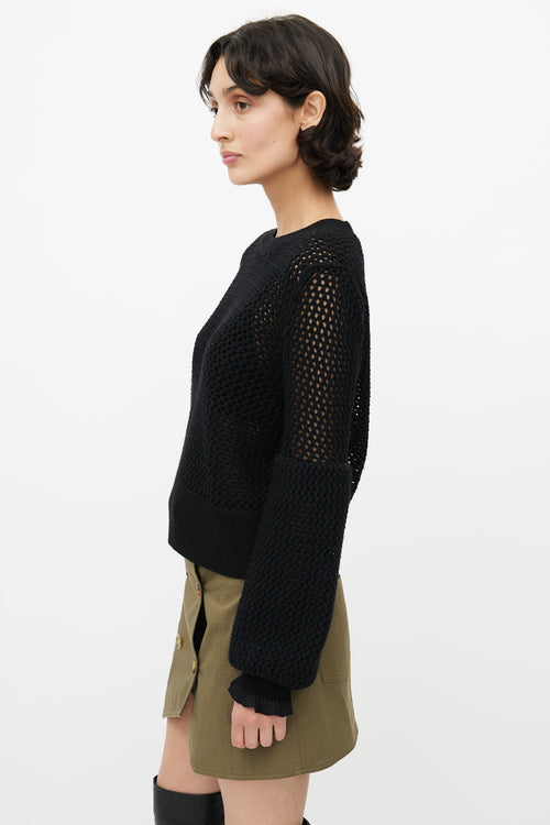 Alexander McQueen Black Open Knit Sweater