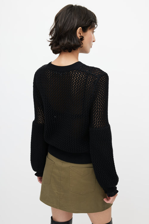 Alexander McQueen Black Open Knit Sweater