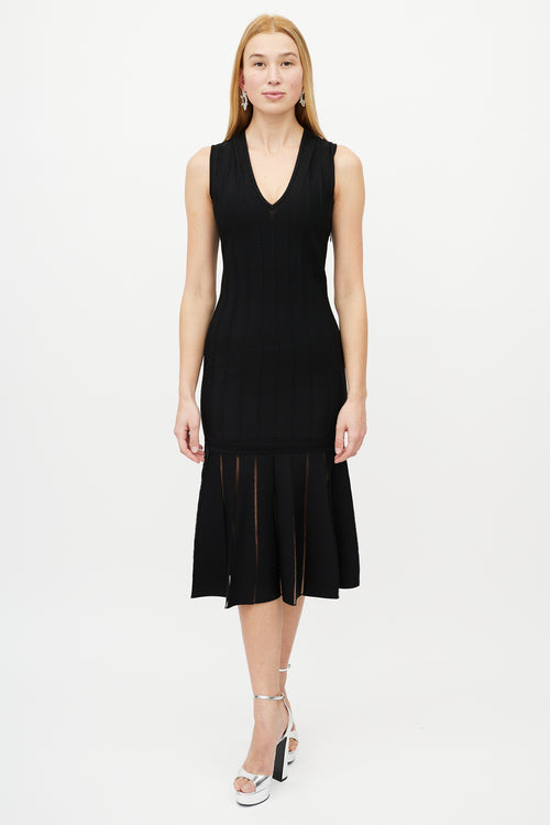 Alexander McQueen Black Ribbed Knit Dress