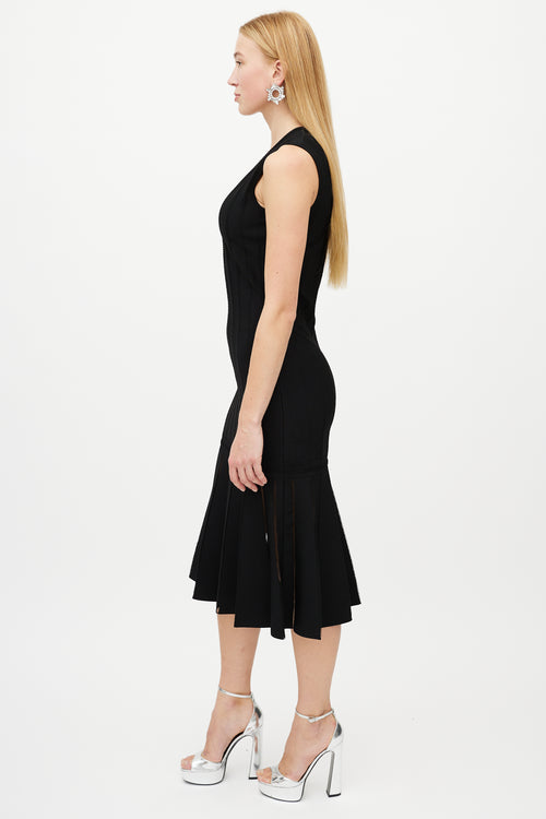 Alexander McQueen Black Ribbed Knit Dress