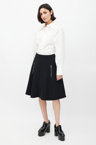 MCQ Black Ruffled Zip Pocket Skirt