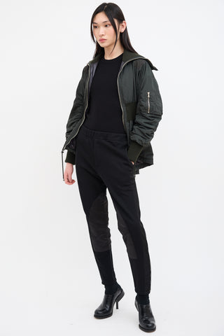 Alexander McQueen Black Satin Paneled Jogger