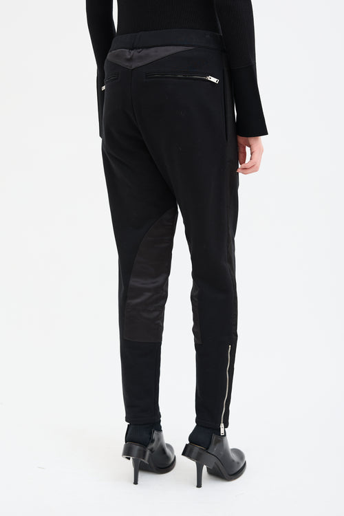 Alexander McQueen Black Satin Paneled Jogger