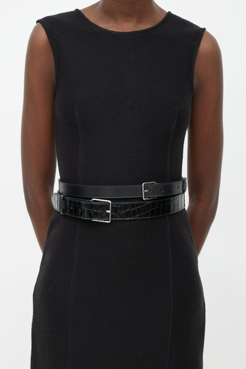 Alexander McQueen Black Smooth 
Embossed Leather Wrap Belt