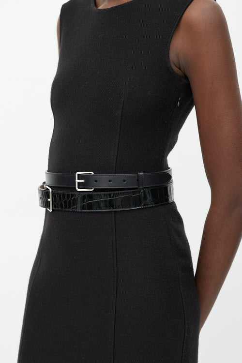 Alexander McQueen Black Smooth 
Embossed Leather Wrap Belt