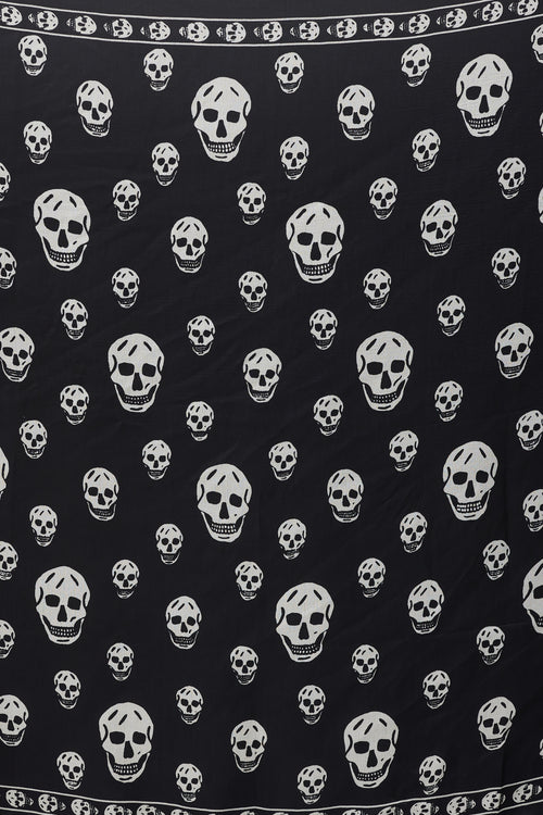 Alexander McQueen Black 
White Silk Skull Print Scarf