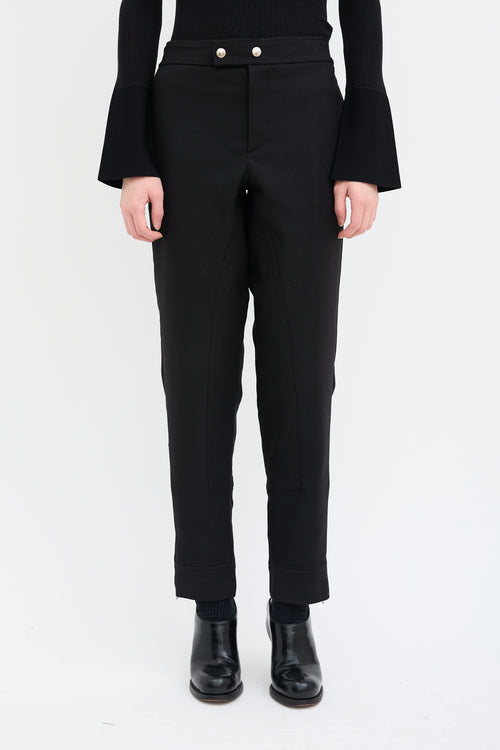 Alexander McQueen Black Wool Blend Tapered Riding Pant