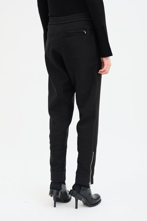 Alexander McQueen Black Wool Blend Tapered Riding Pant