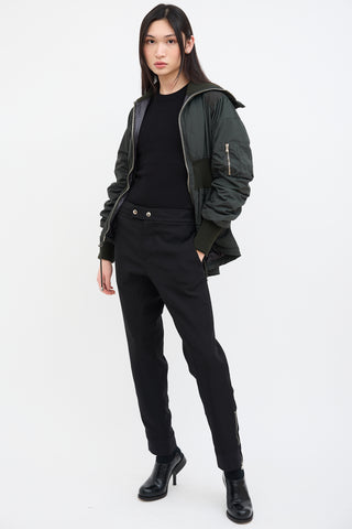 Alexander McQueen Black Wool Blend Tapered Riding Pant