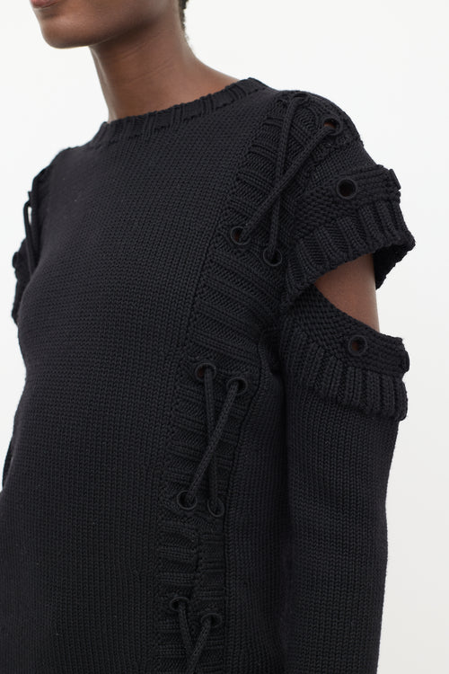 Alexander McQueen Black Wool Knit Cut Out Sweater