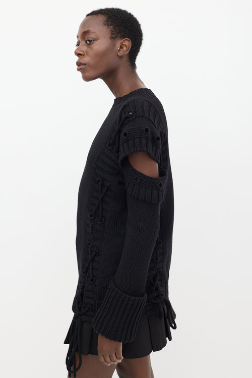 Alexander McQueen Black Wool Knit Cut Out Sweater