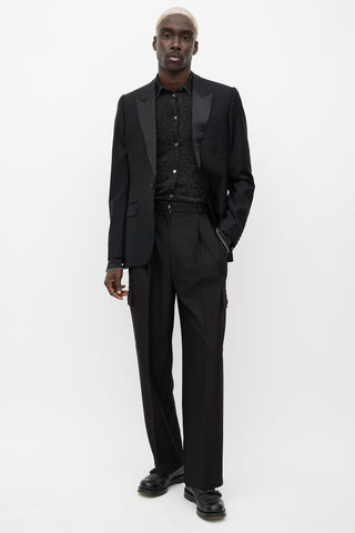 Alexander McQueen Black Wool Satin Lapel Blazer