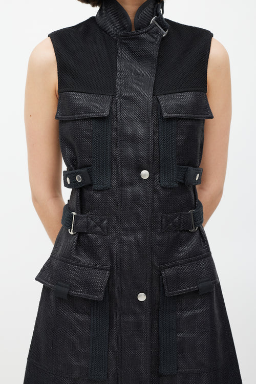 MCQ Black Woven Cargo Pocket Belted Dress