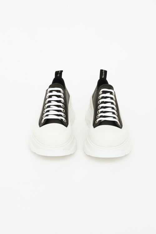 Alexander McQueen Black Leather Treaded Sneakers