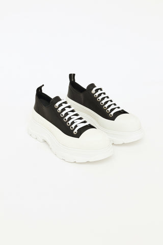 Alexander McQueen Black Leather Treaded Sneakers