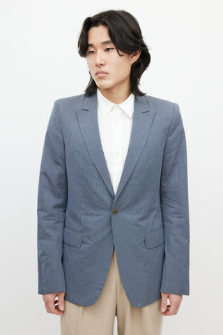 Alexander McQueen Blue 
White Pinstripe Blazer