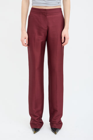 Alexander McQueen Burgundy Wool 
Silk Blend Trouser