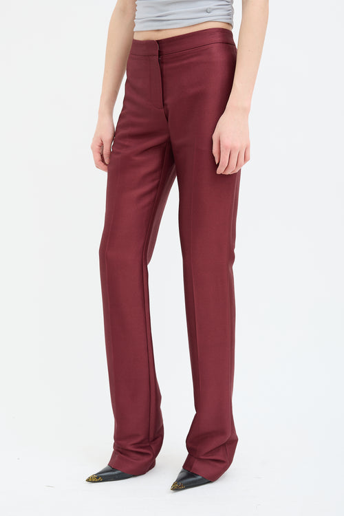 Alexander McQueen Burgundy Wool 
Silk Blend Trouser