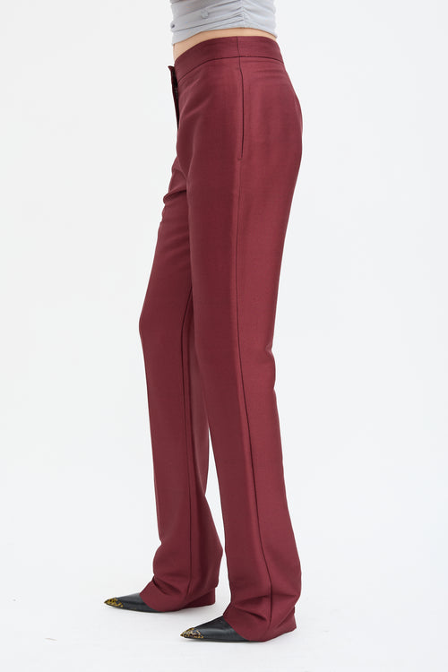 Alexander McQueen Burgundy Wool 
Silk Blend Trouser