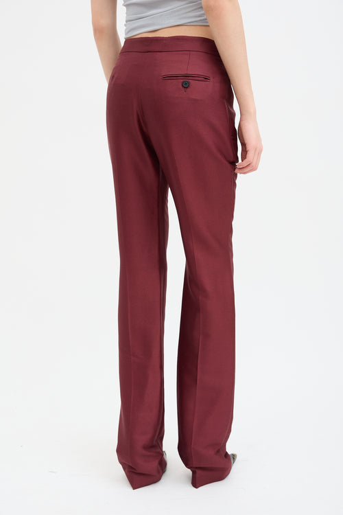 Alexander McQueen Burgundy Wool 
Silk Blend Trouser