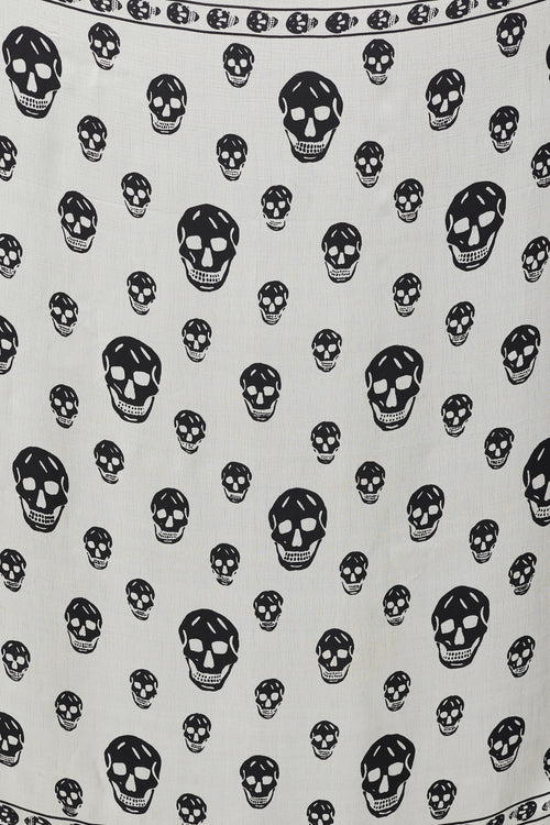 Alexander McQueen Cream 
Black Silk Skull Print Scarf