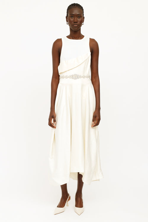 Alexander McQueen Cream Ribbed Tiered Dress