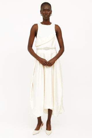 Alexander McQueen Cream Ribbed Tiered Dress