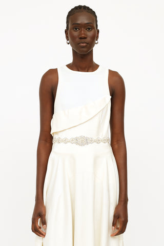 Alexander McQueen Cream Ribbed Tiered Dress