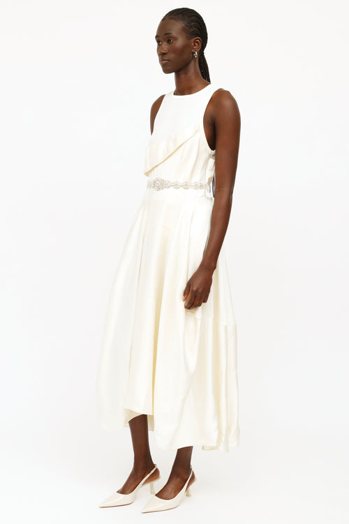 Alexander McQueen Cream Ribbed Tiered Dress