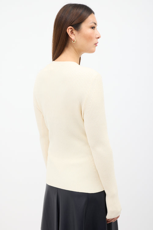 Alexander McQueen Cream Silk 
Wool Lace Up Sweater