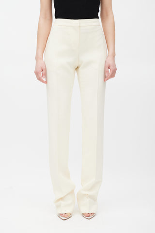 Alexander McQueen Cream Wool Straight Leg Trouser