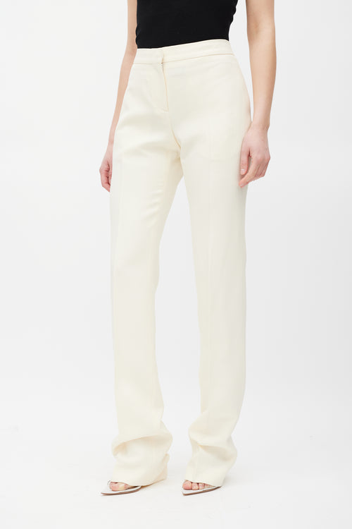 Alexander McQueen Cream Wool Straight Leg Trouser