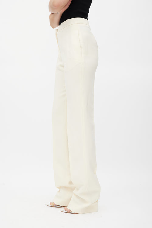 Alexander McQueen Cream Wool Straight Leg Trouser