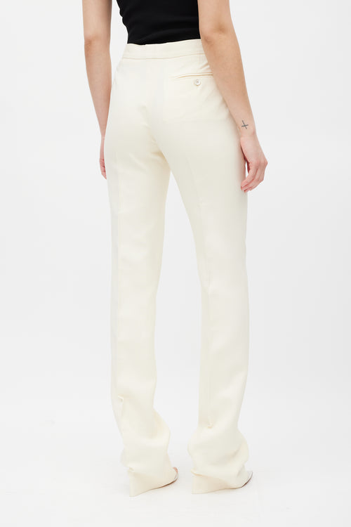 Alexander McQueen Cream Wool Straight Leg Trouser