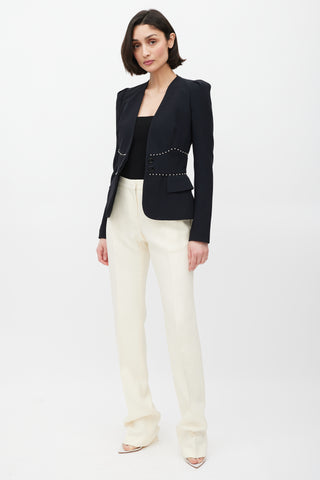 Alexander McQueen Cream Wool Straight Leg Trouser