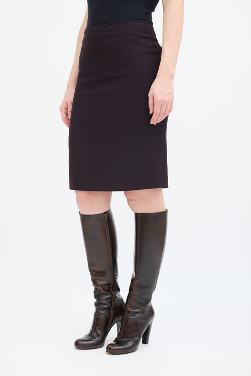 Alexander McQueen Dark Purple Pencil Skirt