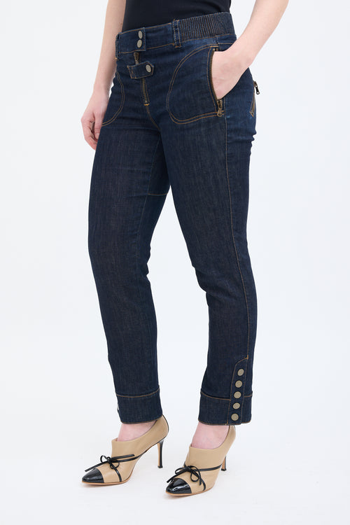 Alexander McQueen Dark Wash Buttoned Cuff Jeans