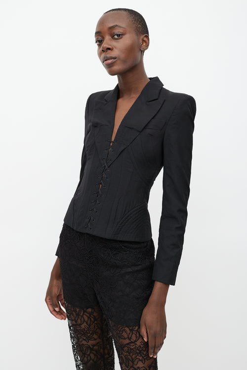 Alexander McQueen FW 2002 Black Corseted Lace Up Blazer