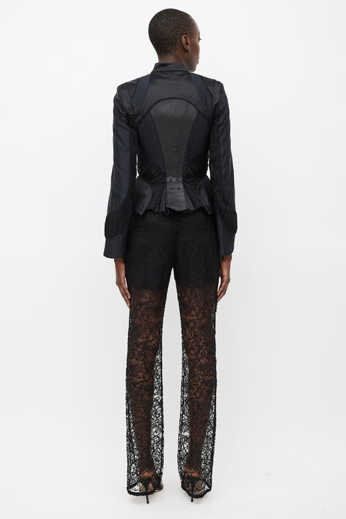 Alexander McQueen FW 2002 Black Silk Patchwork Corseted Jacket